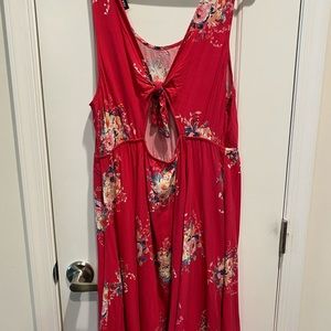 Floral Midi Dress with Open Back detail